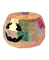 Seasonal Prismatic Iridescent Pumpkin Candy Box 8.86", Led Lights