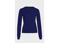 Bellemere New York Women's Silk Cashmere V Neck Long Sleeves T Shirt