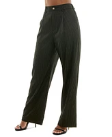 Alex & Sophia Women's Striped Wide-Leg Pleated Pants