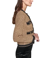 Karl Lagerfeld Paris Petite Metallic Cardigan Sweater