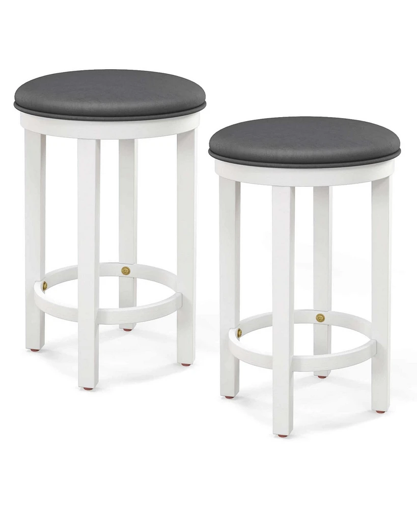 Costway Bar Stools Set of 2 Counter Height with Round Seat & Footrest for Kitchen