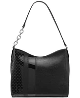 Calvin Klein Nova Signature Embossed Top Zipper Shoulder with Chain Strap