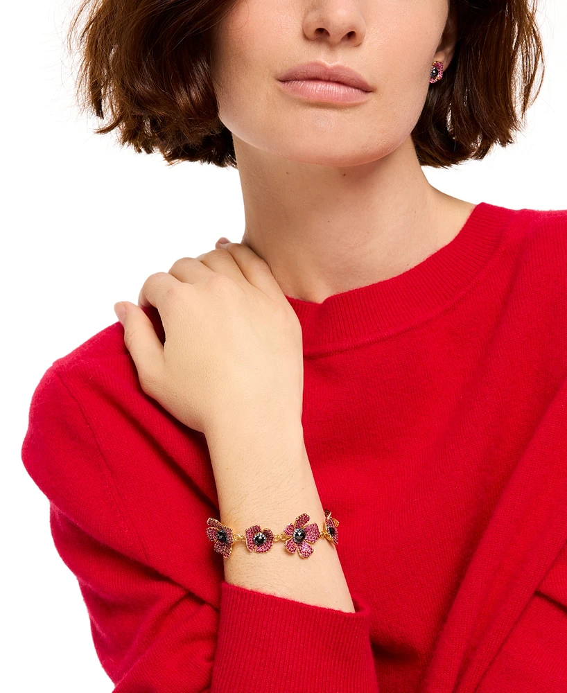 Kate Spade New York Gold-Tone Color Cubic Zirconia Poppy Flex Bracelet