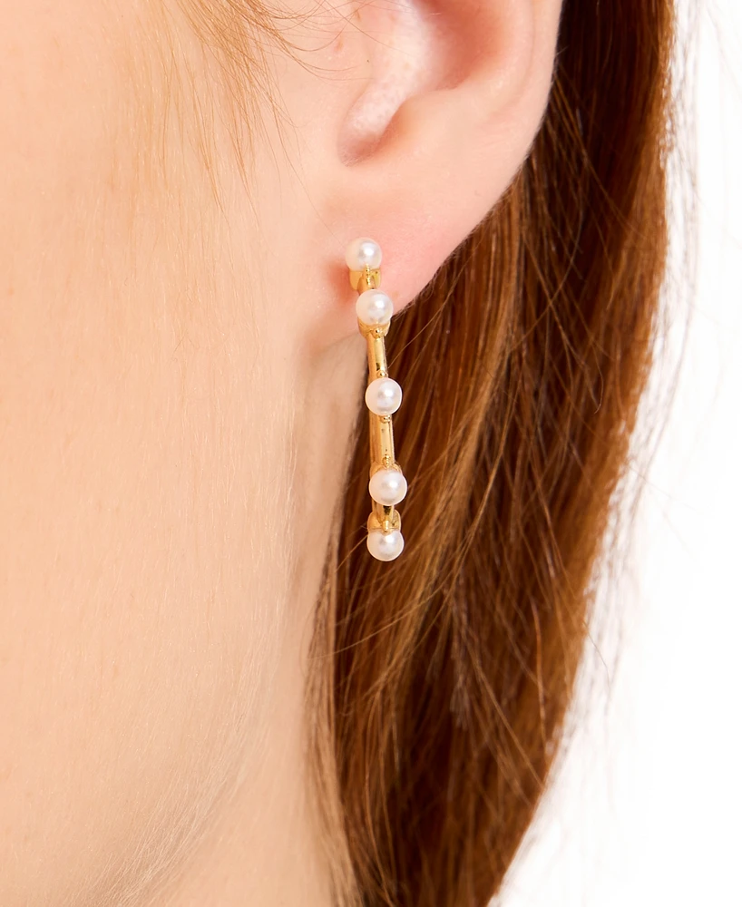kate spade new york Gold-Tone Hint of Shimmer Imitation Pearl Small Hoop Earrings, 1"