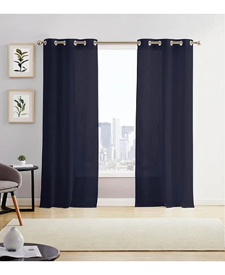 Dainty Home Hannah Linen Textured Light Filtering Window Panel Set, 76" W x 96" L