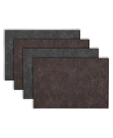 Dainty Home Florence Grey and Brown Reversible Leather Wipe Clean Placemat 12" x 18" Rectangular Placemats Set of 4