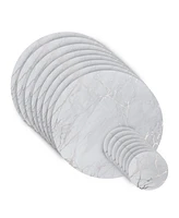 Dainty Home Marble Cork Table Set With 8 Foil Printed Marble Granite Designed Thick Cork Textured 15" x 15" Round Placemats and 8 Round Coasters 4" x