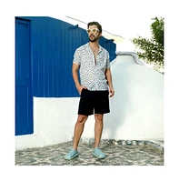 Men's Ivory White & Sage Green Ikkat Shirt
