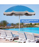 6.5 Ft Outdoor Fringe Patio Umbrella with Carrying Bag Push Button Tilt for Garden