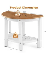 Sugift Waterproof Hdpe Shower Bench with Semicircular Seat and Storage Shelf