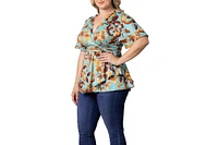 Kiyonna Plus Encore Short Sleeve Printed Top