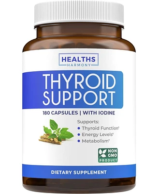 Health's Harmony Thyroid Support Capsules, Ashwagandha Root, Zinc, Selenium, Vitamin B12 Complex for Thyroid Health Support, Health's Harmony, 180ct