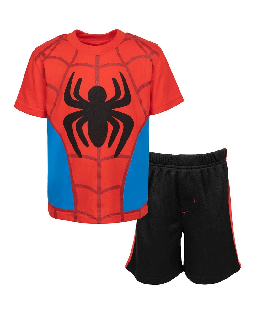 Marvel Toddler Boys Spidey and His Amazing Friends Miles Morales T-Shirt and Mesh Shorts Outfit Set to