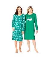 Dreams & Co. Plus 2-Pack Long-Sleeve Sleepshirt