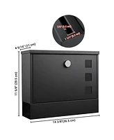 Yescom Large Wall Mount Steel Mail Box Lockable Letterbox w/ Door & 2 Keys Home Security Outdoor