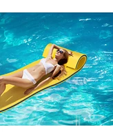 Costway 3-Layer Tear-Resistant Foam Floating Pad Island Water Sports Relaxing Orange