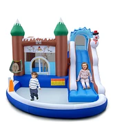 Costway 6-in-1 Winter Theme Snowman Inflatable Castle Kids Bounce House with 735W Blower