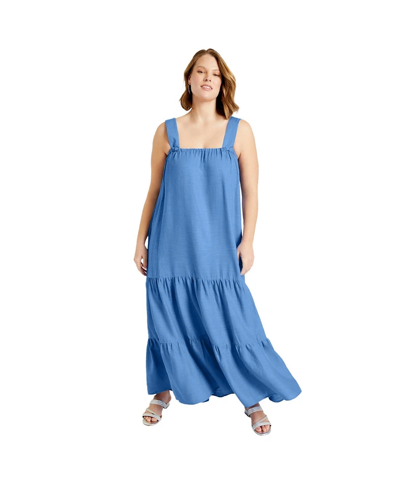 June + Vie Women's June + Vie Strapless Tiered Midi Dress