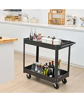 Costway 2-Tier Utility Cart Metal Service Rolling Tool Storage Organizer with Handle