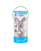 Brush-Baby Bobbie Bunny Baby Teether Toy Cappuccino Grey | Twist & Bounce Teething Toy