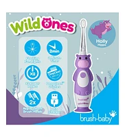 Brush-Baby WildOnes Hippo Kids Electric Rechargeable Toothbrush | Childrens Electric Toothbrush | Animal Character Toothbrush