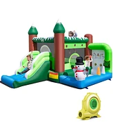 Costway 6-in-1 Winter Themed Snowman Inflatable Castle kids Jumping House with 735W Blower