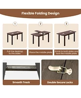 Sugift Extendable Folding Dining Table with Rubber Wood Frame and Safety Locks