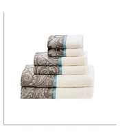 Home Outfitters 100% Cotton 6 Piece Jacquard Bath Towel Set , Absorbent, Bathroom Spa Towel, Traditional