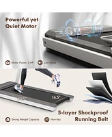 Vebreda 3HP Folding Treadmill with Adjustable Height and App Control-Silver