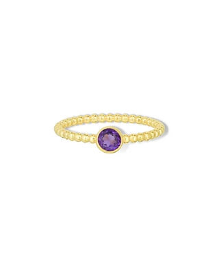 The Lovery Gold Beaded Amethyst Ring 14K Gold