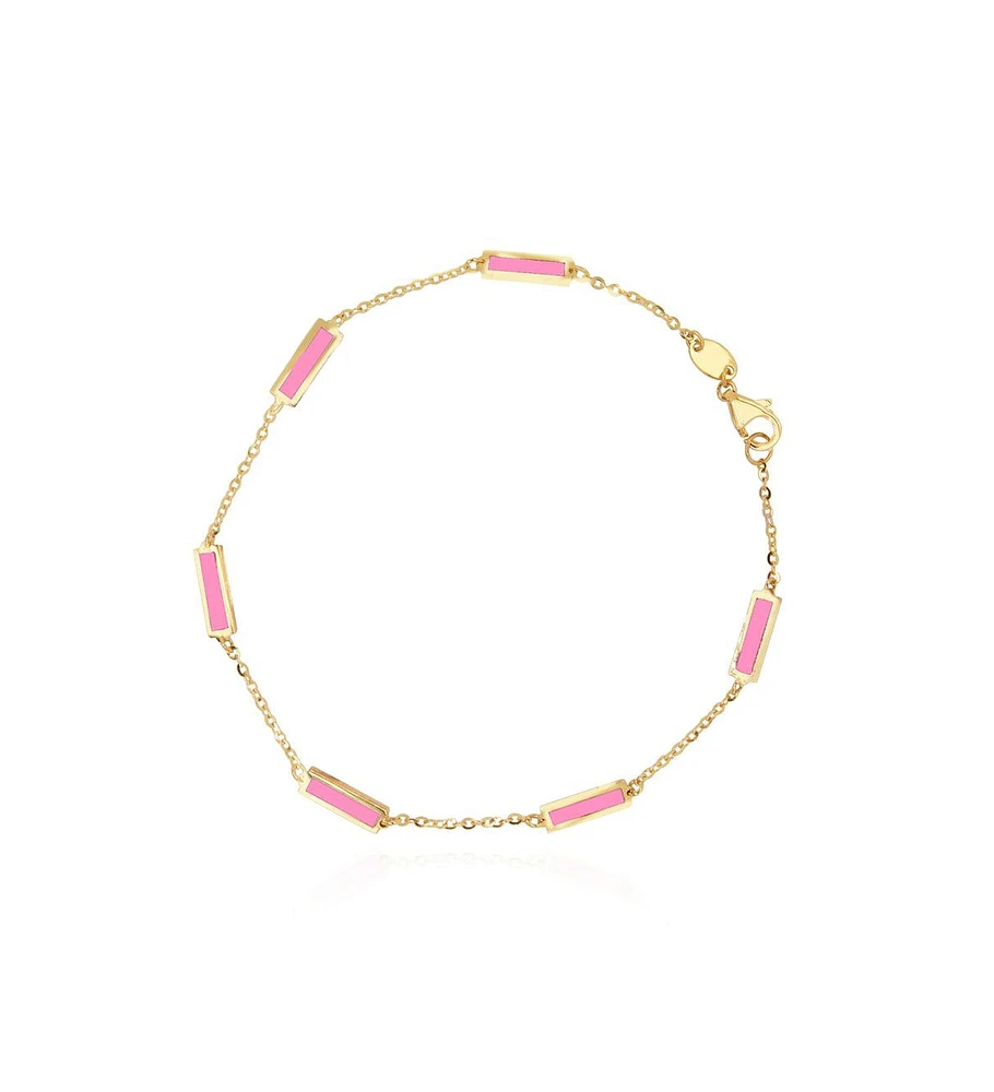 The Lovery Bubblegum Pink Bar Chain Bracelet 14K Gold