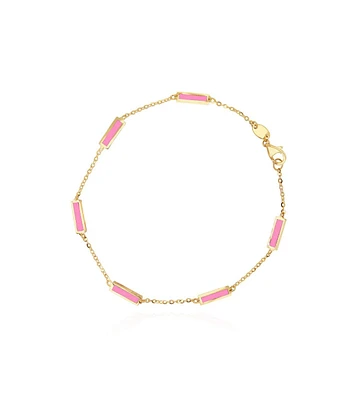 The Lovery Bubblegum Pink Bar Chain Bracelet 14K Gold