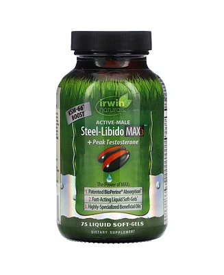 Irwin Naturals Active-Meal Steel-Libido Max 3 + Peak Testosterone - 75 Liquid Soft