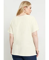 June + Vie Plus Size June + Vie Openwork Boatneck Shirt
