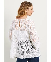 June + Vie Plus Boatneck Lace Top