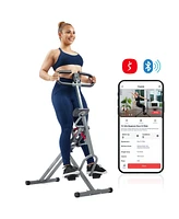 Sunny Health & Fitness Sunny & Health Fitness Row-n-Ride Pro-Smart Squat Assist Trainer Full Body Fitness Machine, Easy Setup Rower, Glute & Leg Cardi