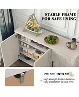 Costway 3-Door Buffet Sideboard Storage Credenza Cabinet Console Adjustable Shelf