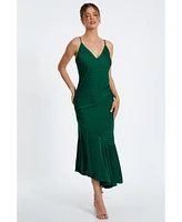 Quiz Women's Satin V Neck Maxi Dress