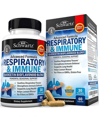 BioSchwartz Respiratory & Immune Lung Support Supplement with Quercetin, Vitamin D & Cordyceps, Helps Soothe Respiratory Tissues While Loosening Mucus