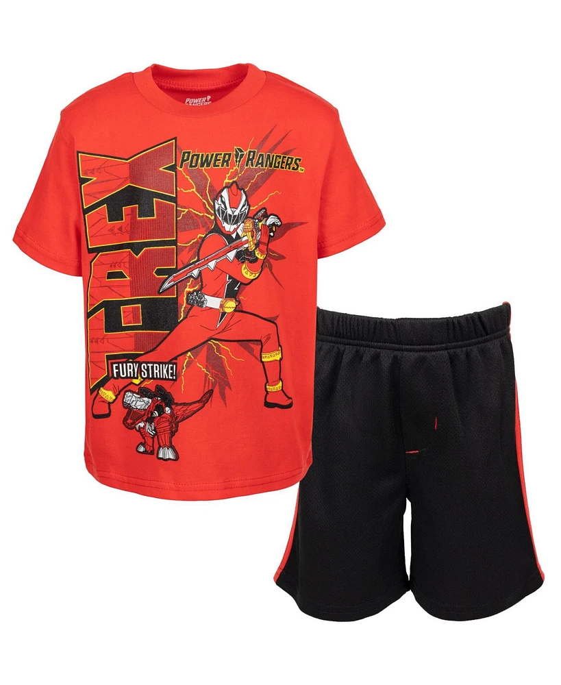 Power Rangers Toddler Boys T-Shirt and Mesh Shorts Outfit Set to