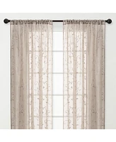 Chanasya Premium Embroidered Swirl Vine Curtains - Sheer for Living Room, Bedroom, Kitchen 52" x 96" Sage, 2 Panels