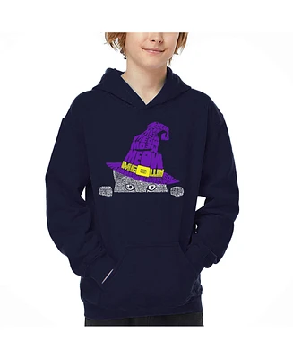 La Pop Art Boys Peeking Witch Cat Word Hooded Sweatshirt