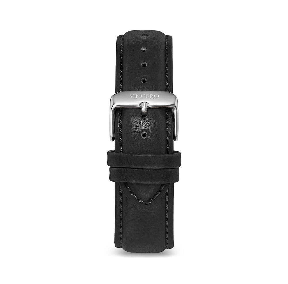 Vincero Gun Metal 22mm Full-Grain Ecco Leather Watch Strap with Quick-Release Pin Buckle