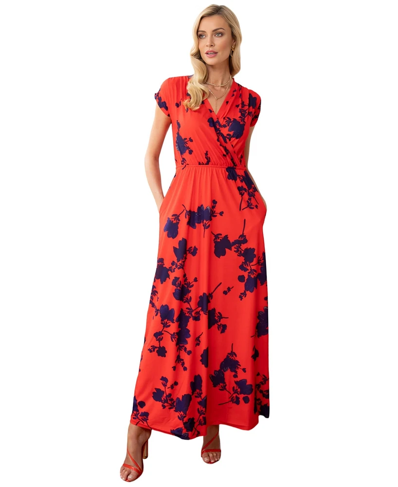 Hotsquash London Women's Faux-Wrap Jersey Maxi Dress
