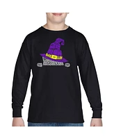 La Pop Art Boys Peeking Witch Cat Word Long Sleeve T-Shirt