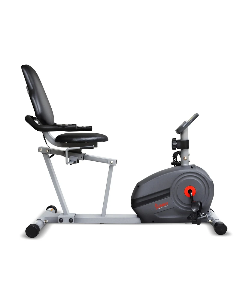 Sunny Health & Fitness Essentials Series Magnetic Smart Recumbent Bike with Exclusive SunnyFit App Enhanced Bluetooth Connectivity - Sf-RB422903