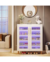 Tribesigns Shoe Cabinet with Acrylic Doors and Led Light