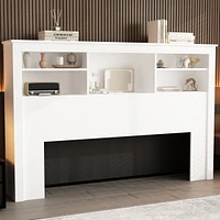 Famapy White Headboard Shelf with Socket Adapter Usb Interface, Shelves