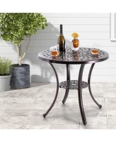 Givimo Patio Cast Aluminum Table 31 Inch Diameter Round Table with Umbrella Hole-Copper