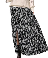 Cupshe Women's Black Ditsy Front Button Maxi Skirt